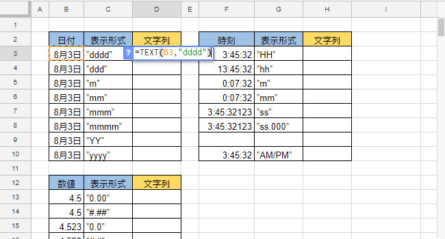 Text 数値を文字列に変換する スプレッドシート関数